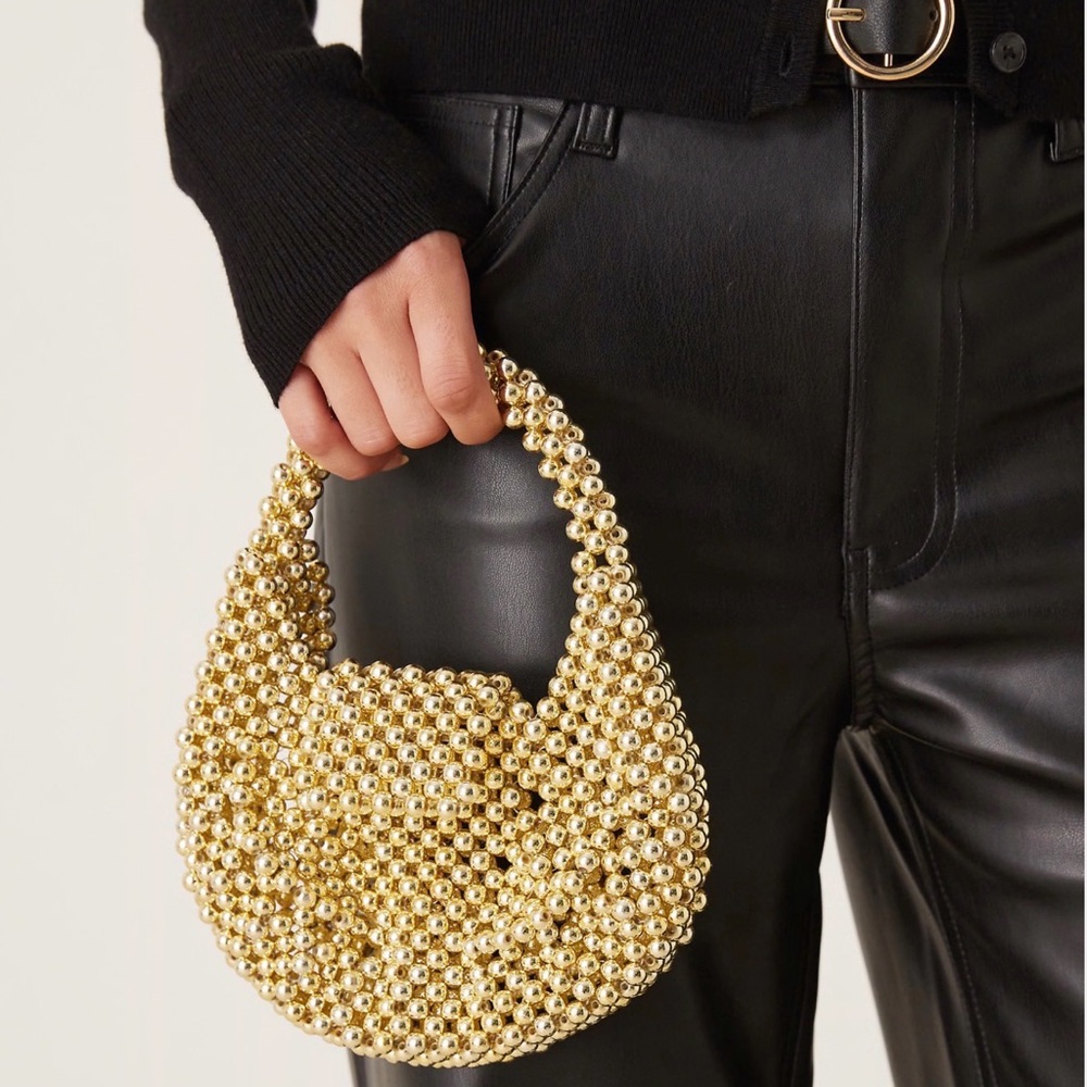 Akira Beaded Gold Handbag